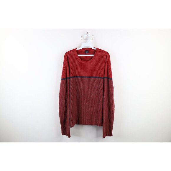 2000'S Nautica Striped Cotton Knit Sweater, Men's XL cotton navy blue type Vintage Second Hand